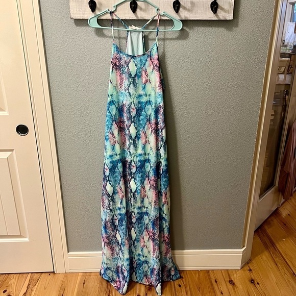 Peach Love California Watercolor Maxi Long Dress - Picture 4 of 8